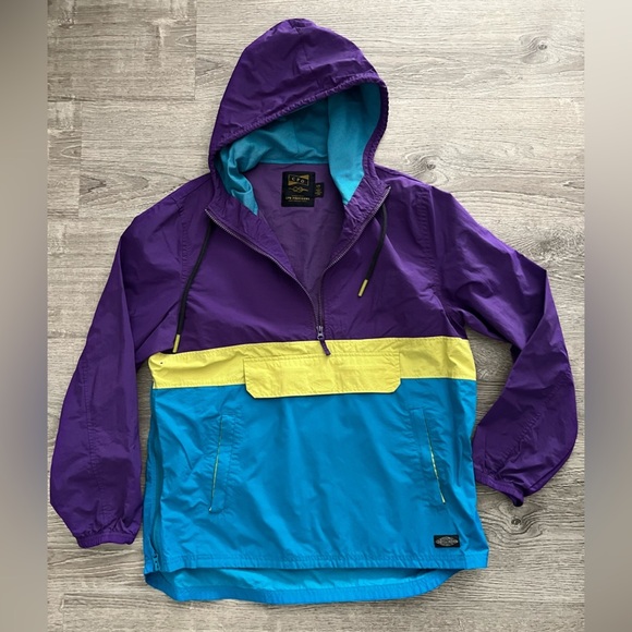 CPO Provisions 90’s neon windbreaker pullover hoodie jacket unisex size large - Picture 5 of 5